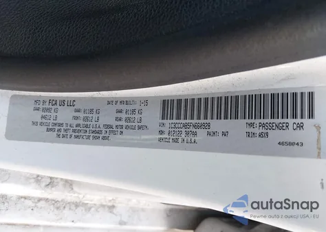 2015 Chrysler 200 Limited z USA, uszkodzony, nr VIN 1C3CCCAB5FN660928